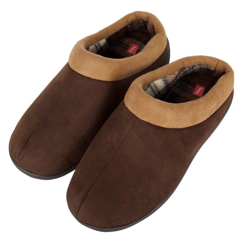 Hanes Men's Memory Foam Indoor/Outdoor Microsuede Clog Slipper Shoe, Brown, Large - Image 3